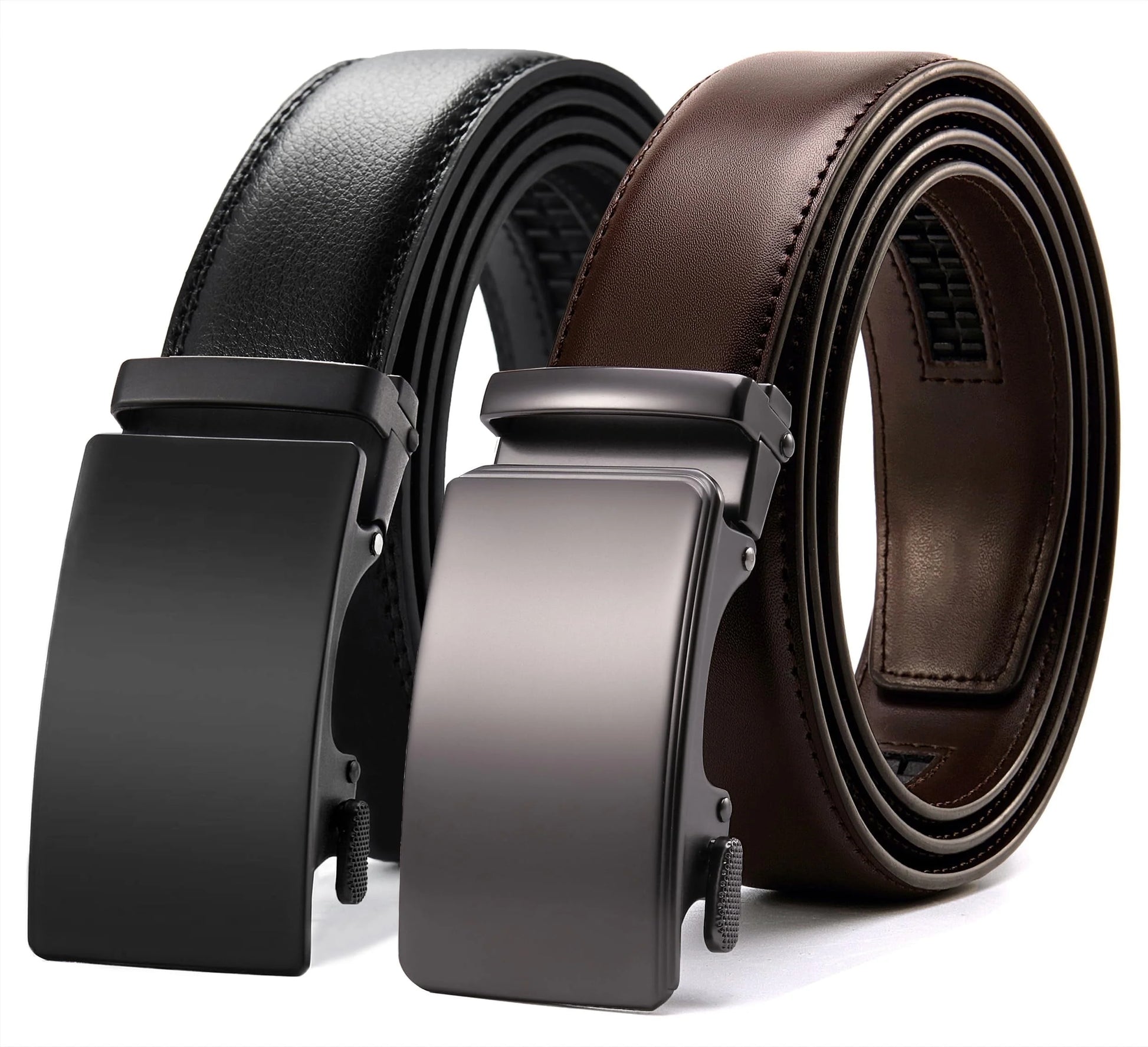 Mens Belts 2 Pack, Ratchet Belts for Men - Adjustable Fit, Effortless Style 1 3/8"(35Mm)