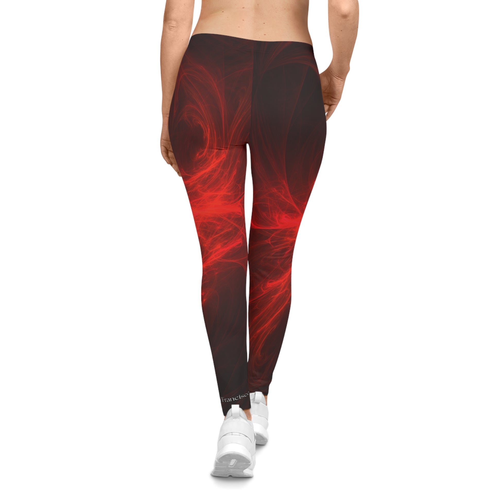 San Francisco Women's Red & Black  Leggings,  Fitness Tights, Athletic and Workout Gear, Stylish Yoga Leggings