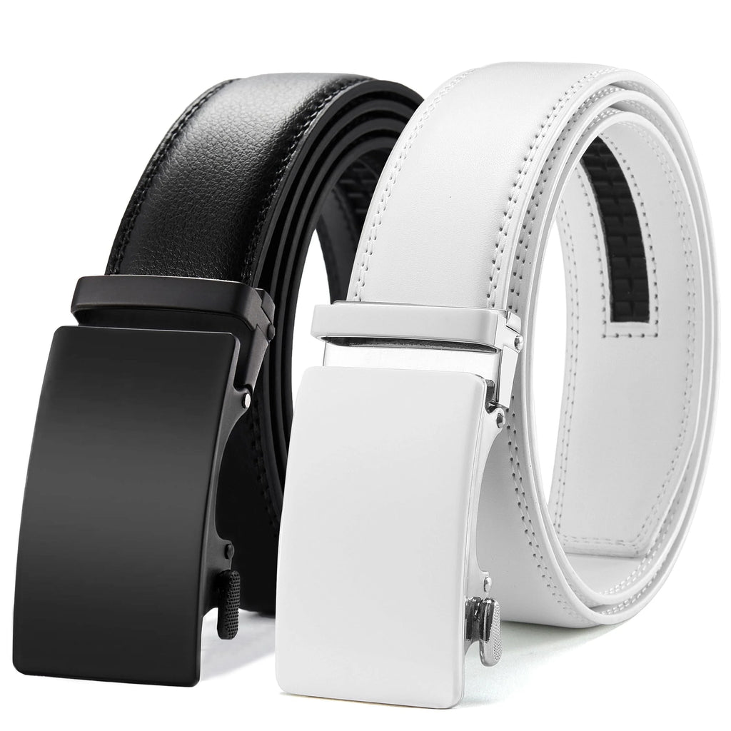 Mens Belts 2 Pack, Ratchet Belts for Men - Adjustable Fit, Effortless Style 1 3/8"(35Mm)