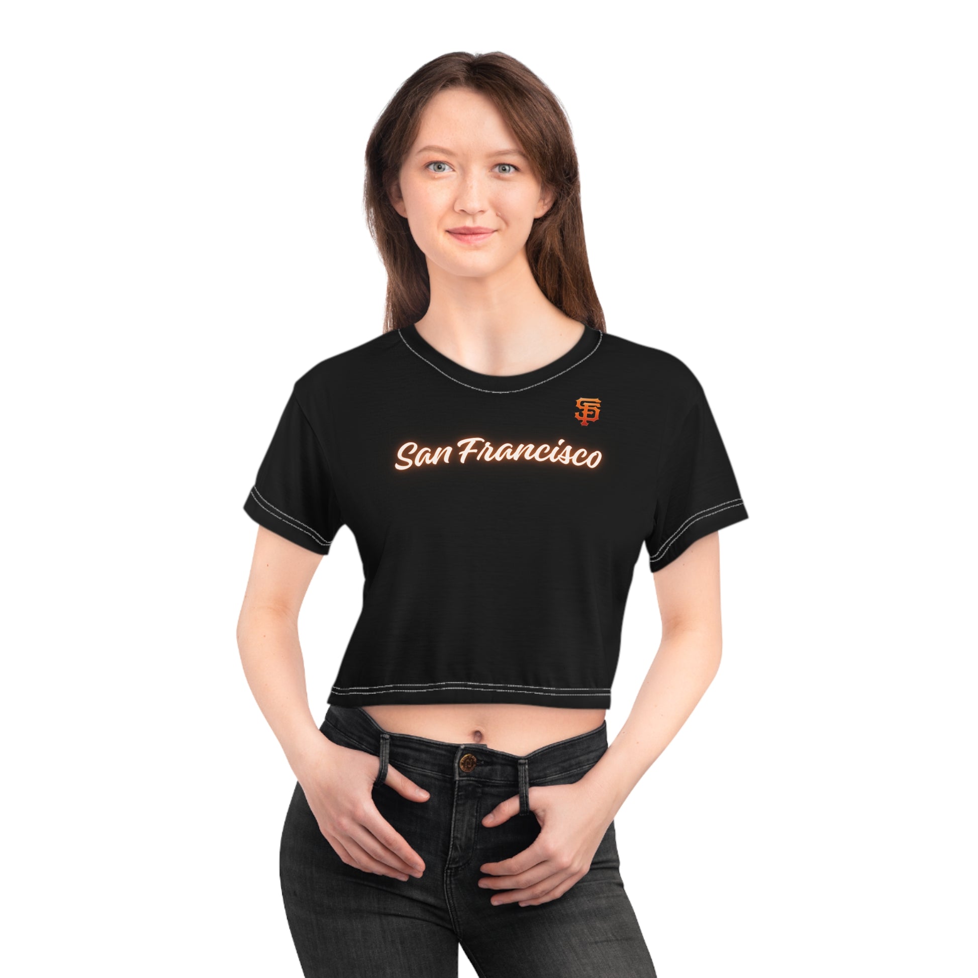San Francisco Spirit Crop Tee, Casual Summer Top, Urban Style Shirt, Sports Fan Apparel, Streetwear Essential