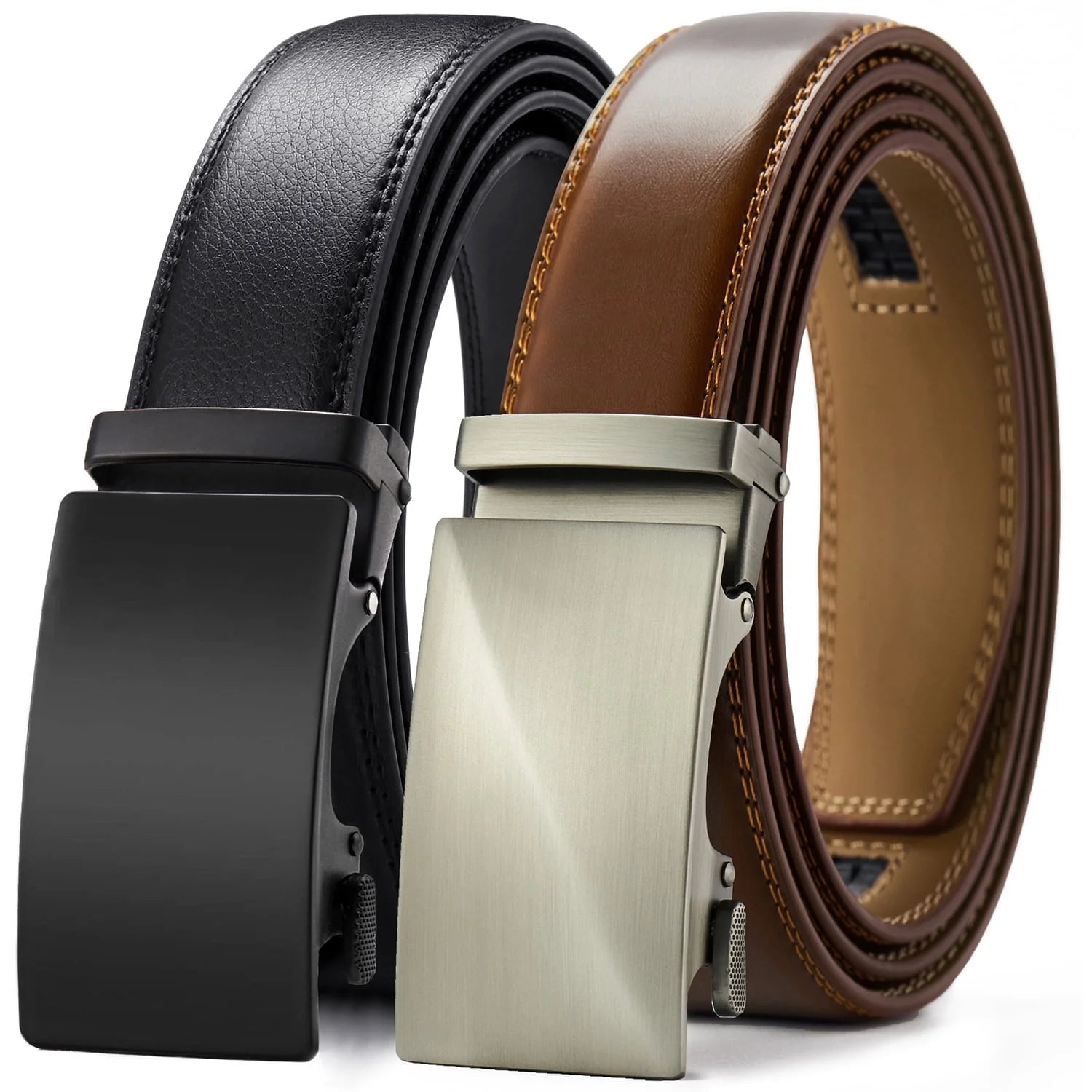 Mens Belts 2 Pack, Ratchet Belts for Men - Adjustable Fit, Effortless Style 1 3/8"(35Mm)