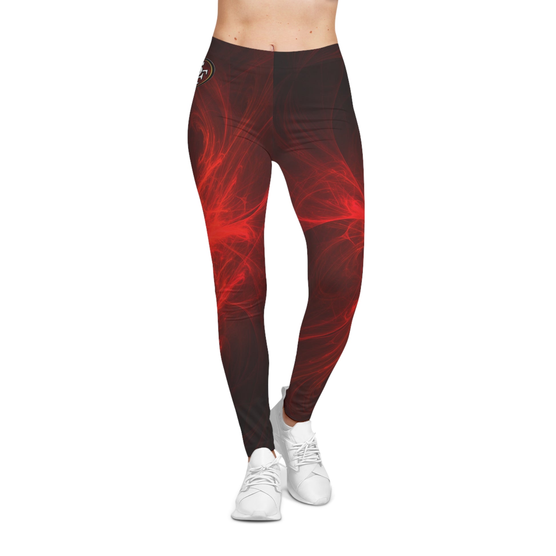 San Francisco Women's Red & Black  Leggings,  Fitness Tights, Athletic and Workout Gear, Stylish Yoga Leggings