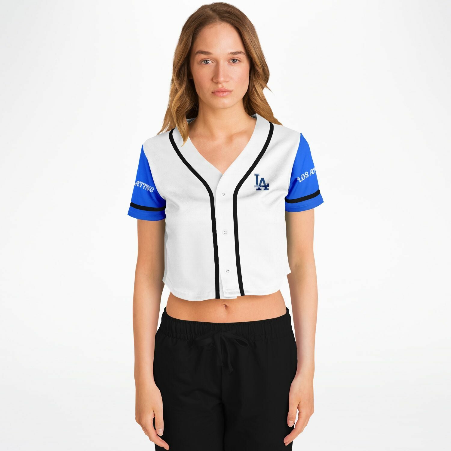 L.A White and Blue Female Baseball Jersey