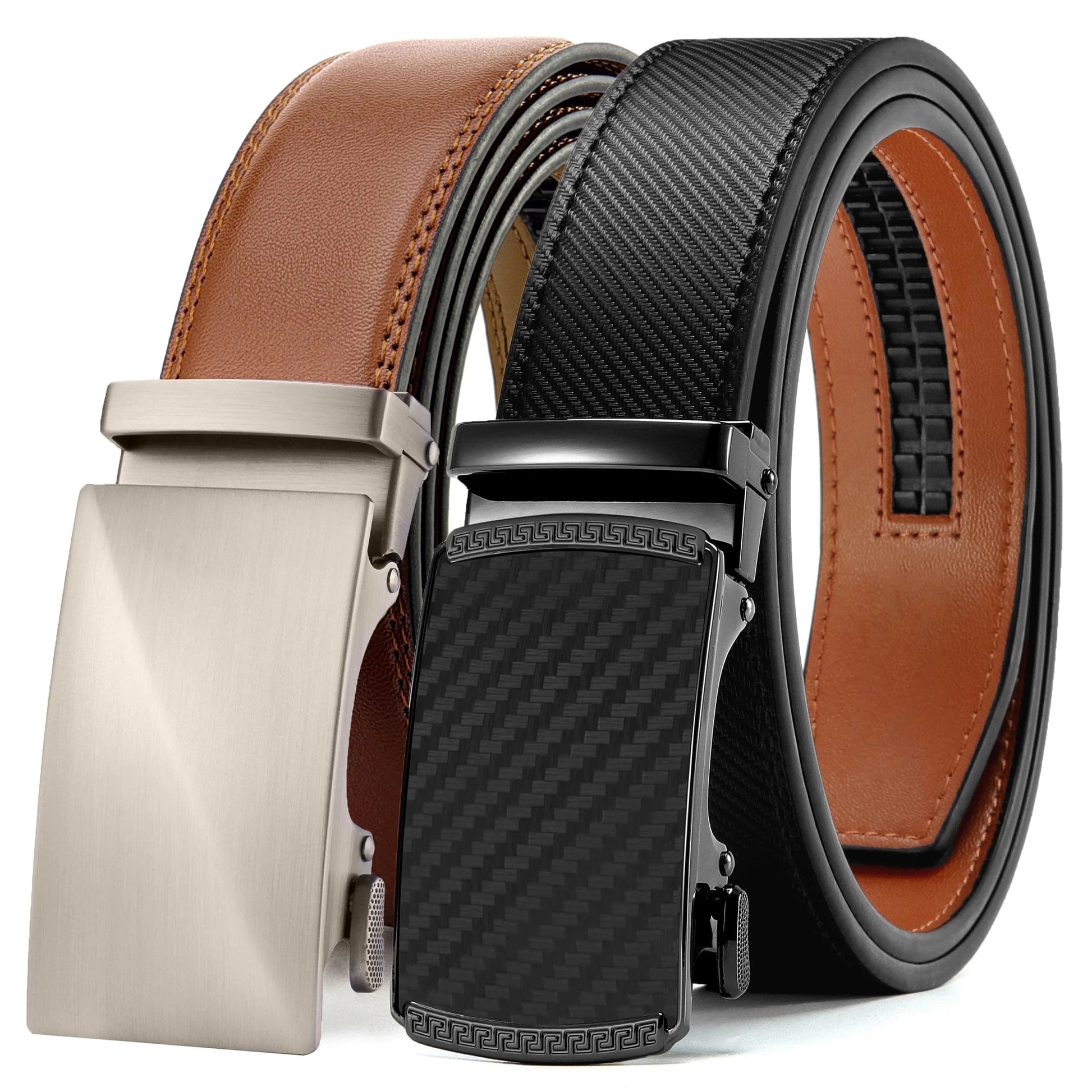 Mens Belts 2 Pack, Ratchet Belts for Men - Adjustable Fit, Effortless Style 1 3/8"(35Mm)