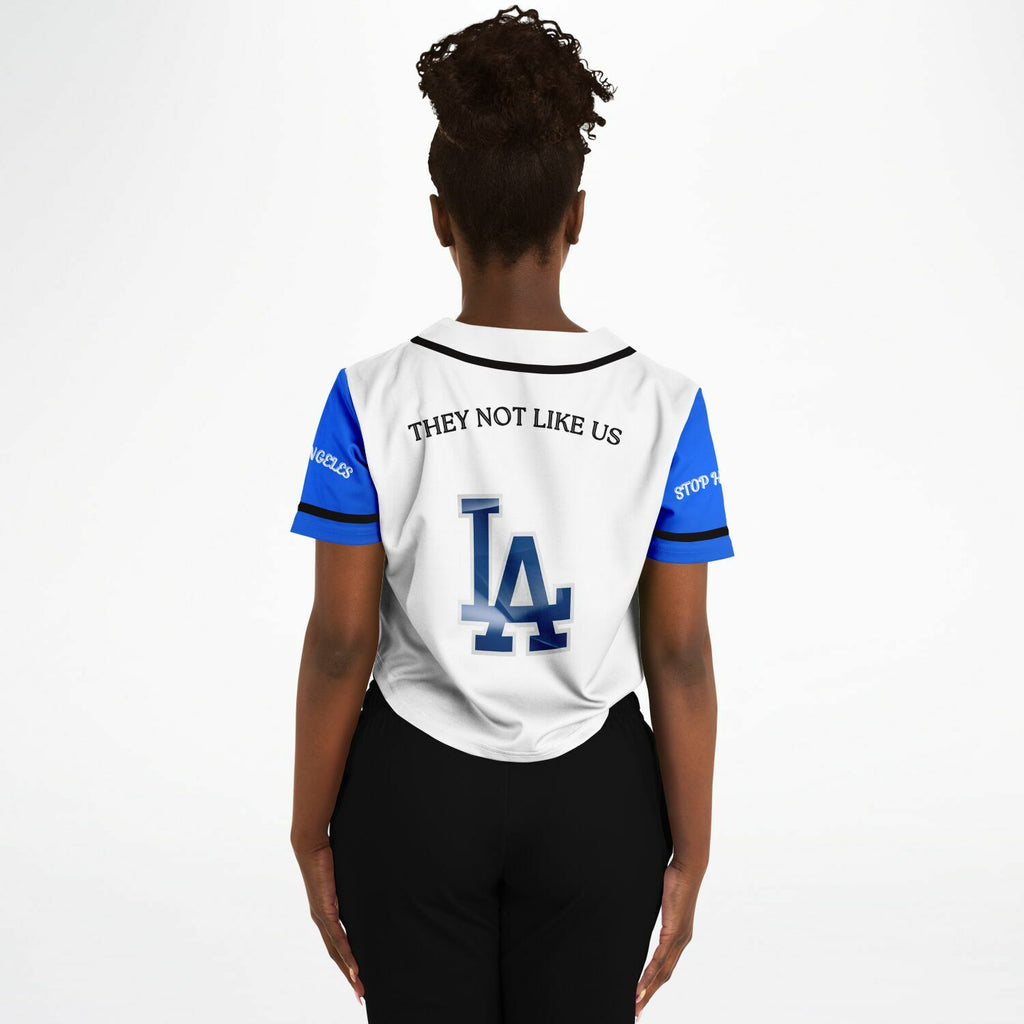 L.A White and Blue Female Baseball Jersey