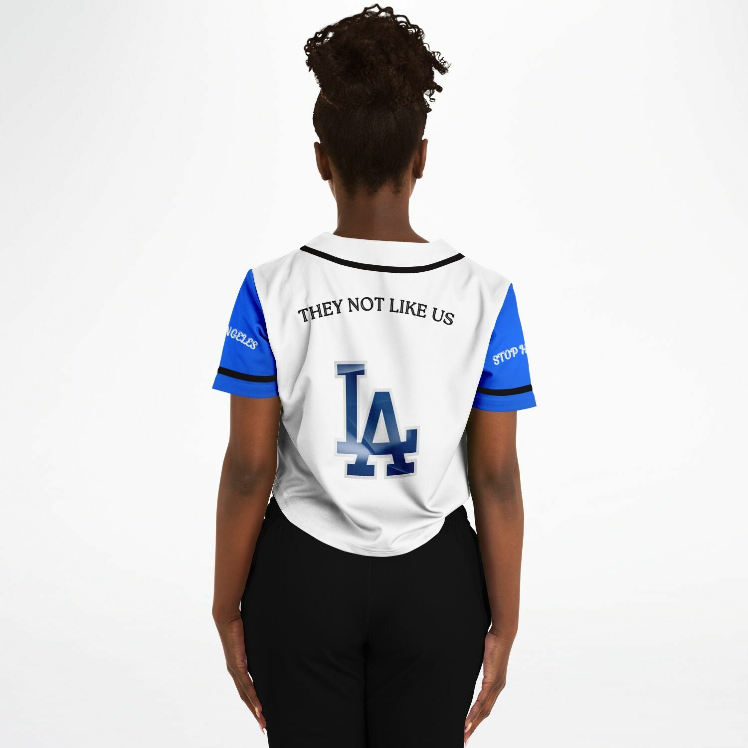L.A White and Blue Female Baseball Jersey