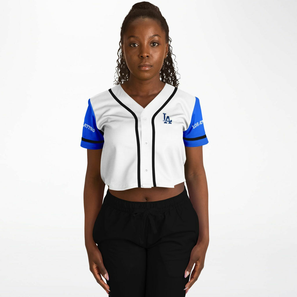 L.A White and Blue Female Baseball Jersey