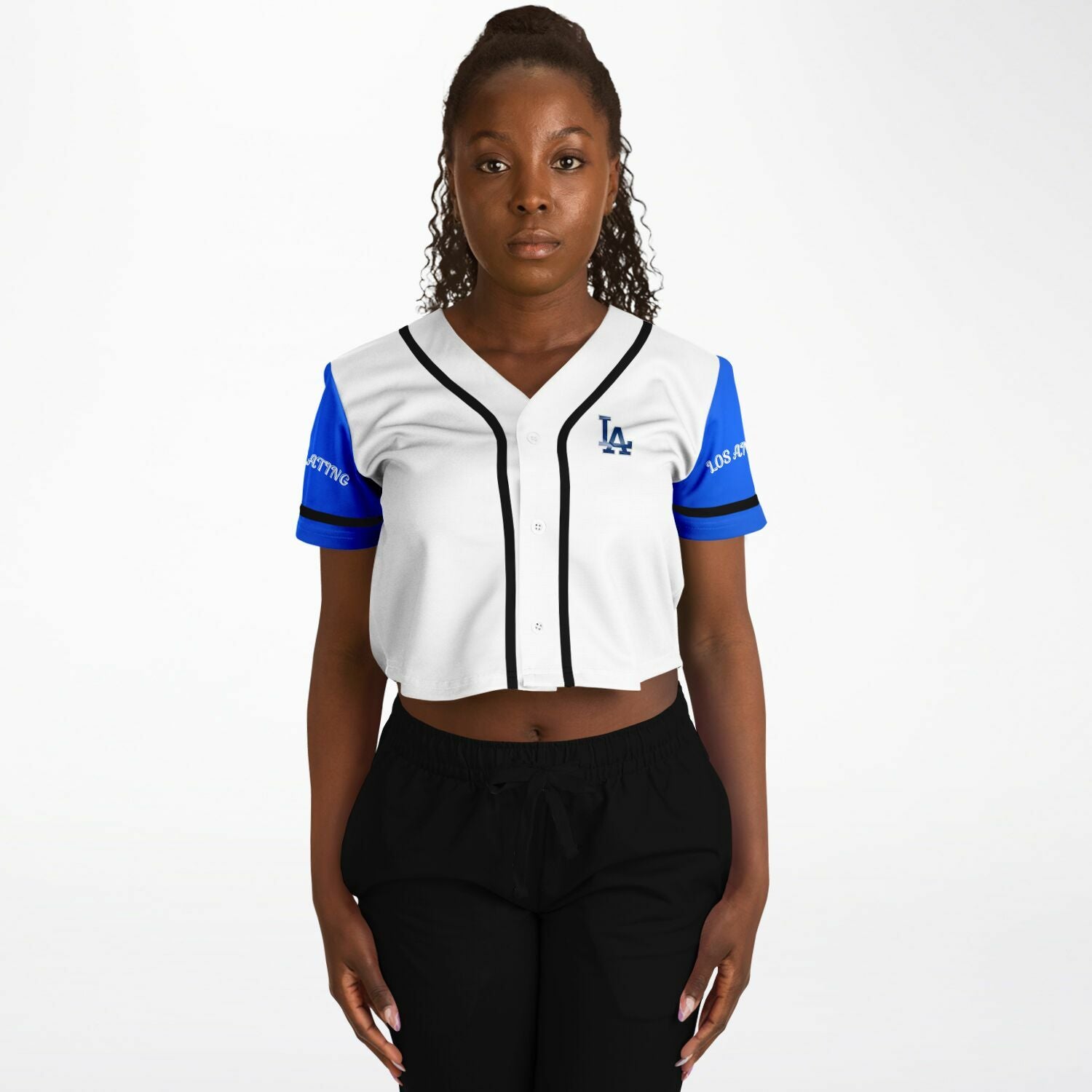 L.A White and Blue Female Baseball Jersey