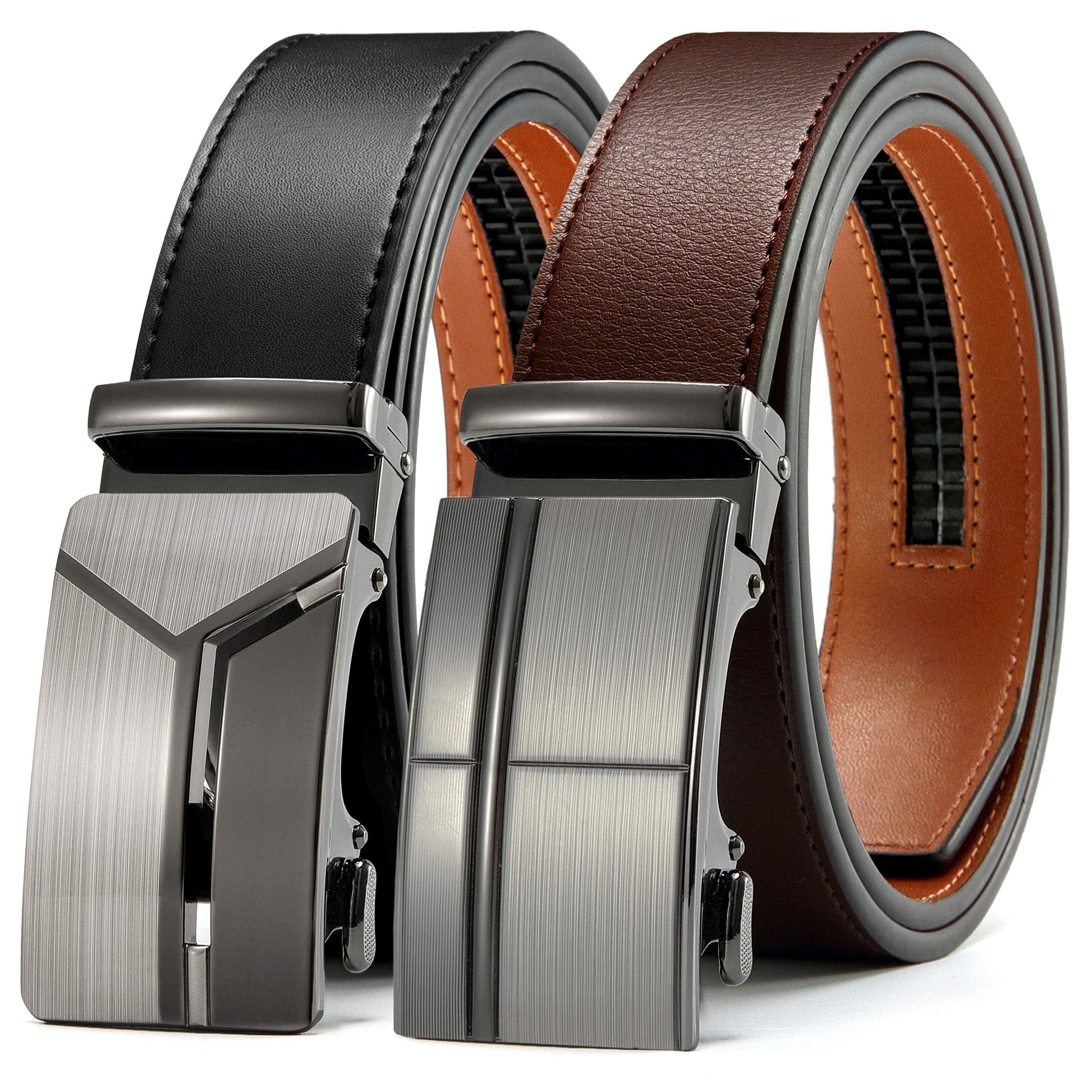 Mens Belts 2 Pack, Ratchet Belts for Men - Adjustable Fit, Effortless Style 1 3/8"(35Mm)