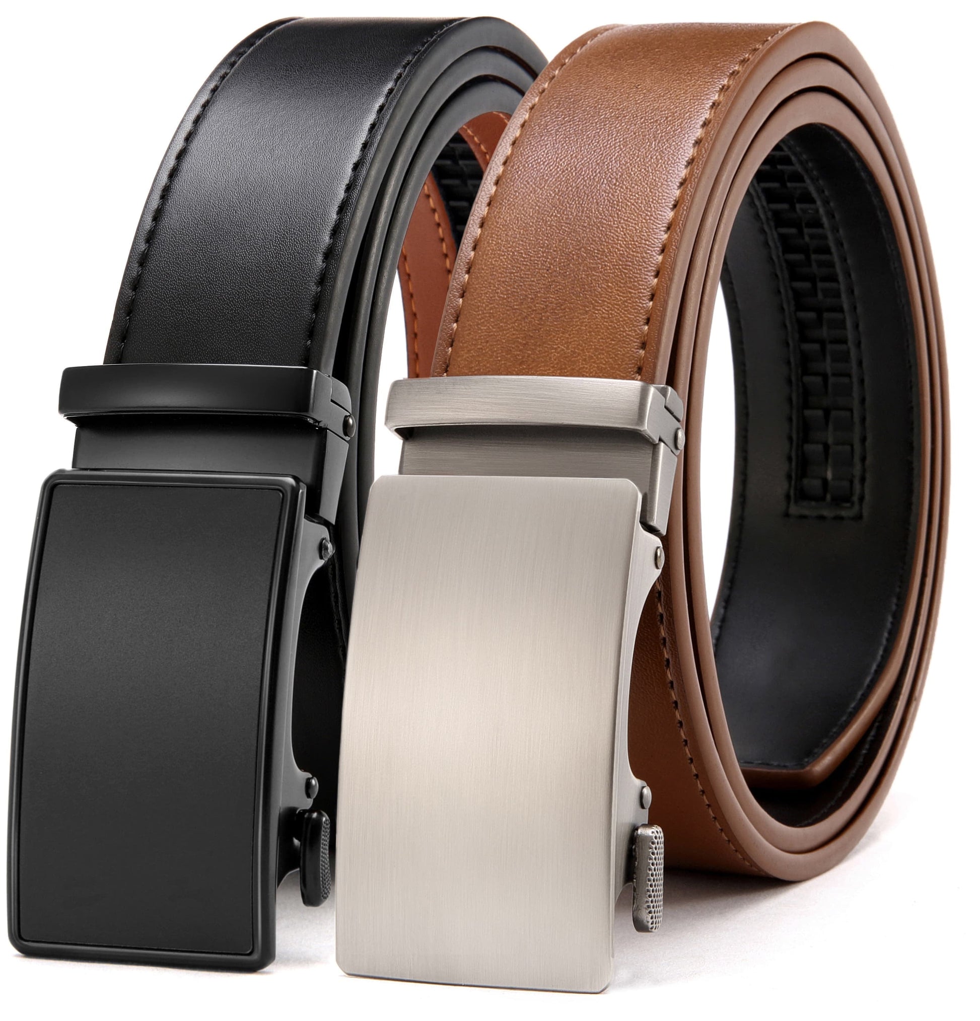 Mens Belts 2 Pack, Ratchet Belts for Men - Adjustable Fit, Effortless Style 1 3/8"(35Mm)