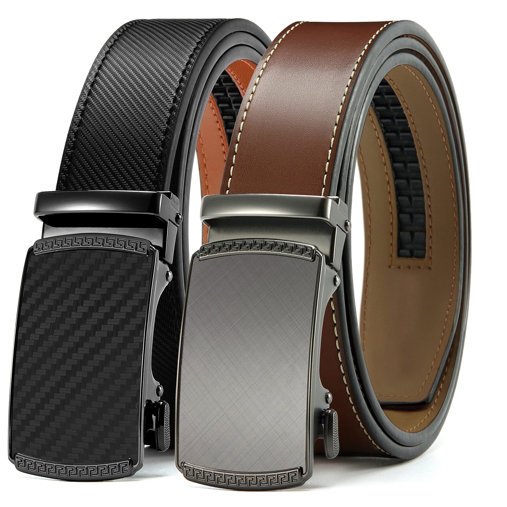 Mens Belts 2 Pack, Ratchet Belts for Men - Adjustable Fit, Effortless Style 1 3/8"(35Mm)