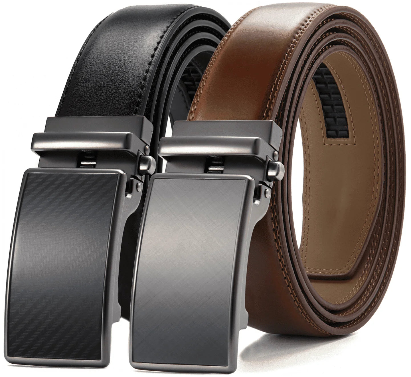 Mens Belts 2 Pack, Ratchet Belts for Men - Adjustable Fit, Effortless Style 1 3/8"(35Mm)
