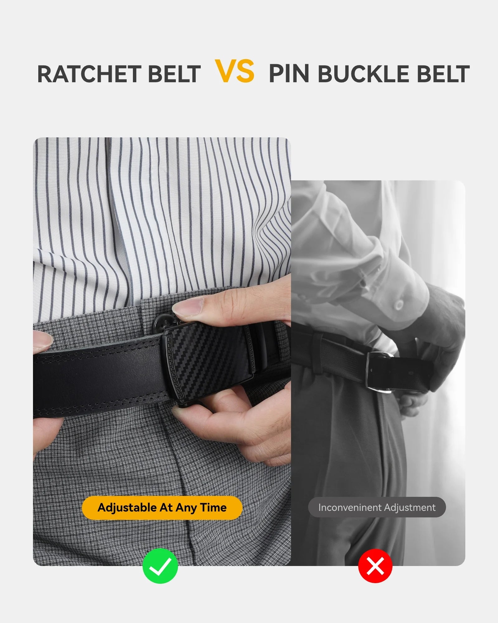 Mens Belts 2 Pack, Ratchet Belts for Men - Adjustable Fit, Effortless Style 1 3/8"(35Mm)