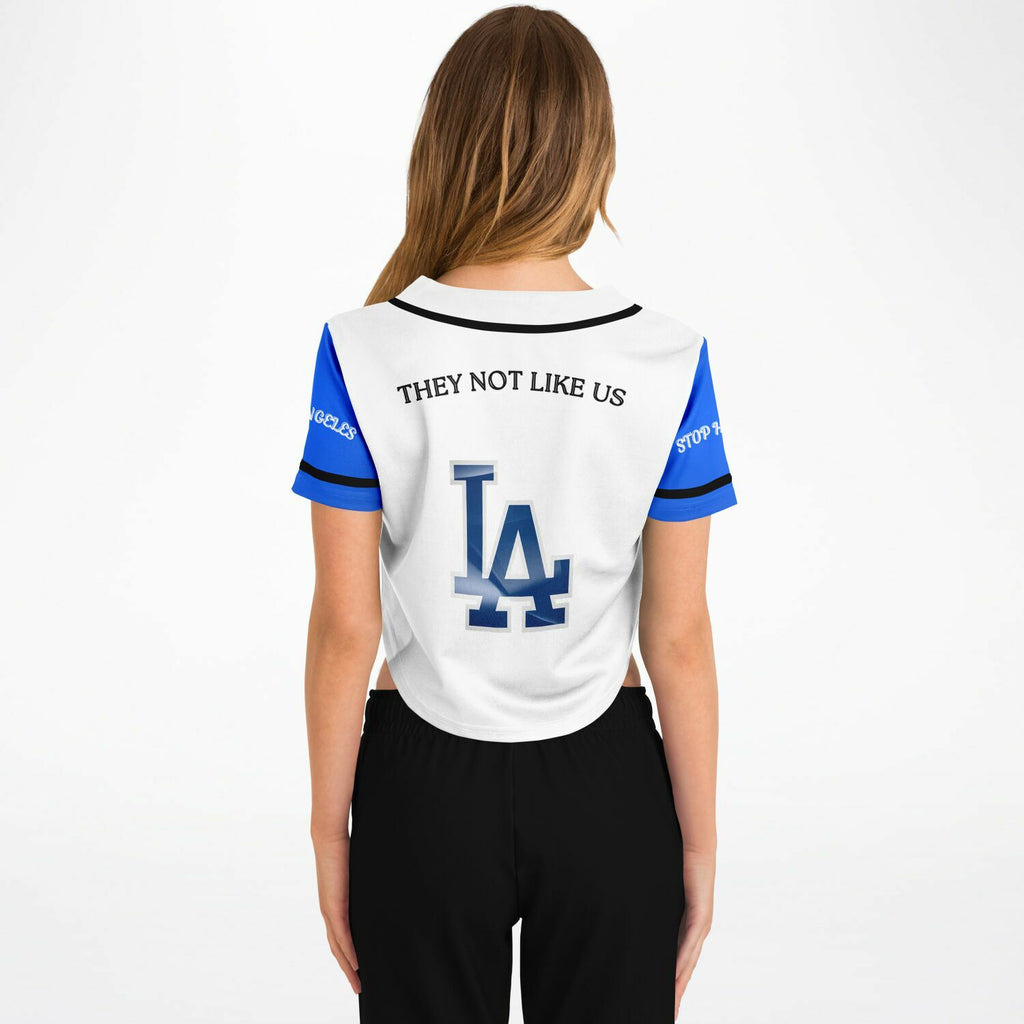 L.A White and Blue Female Baseball Jersey
