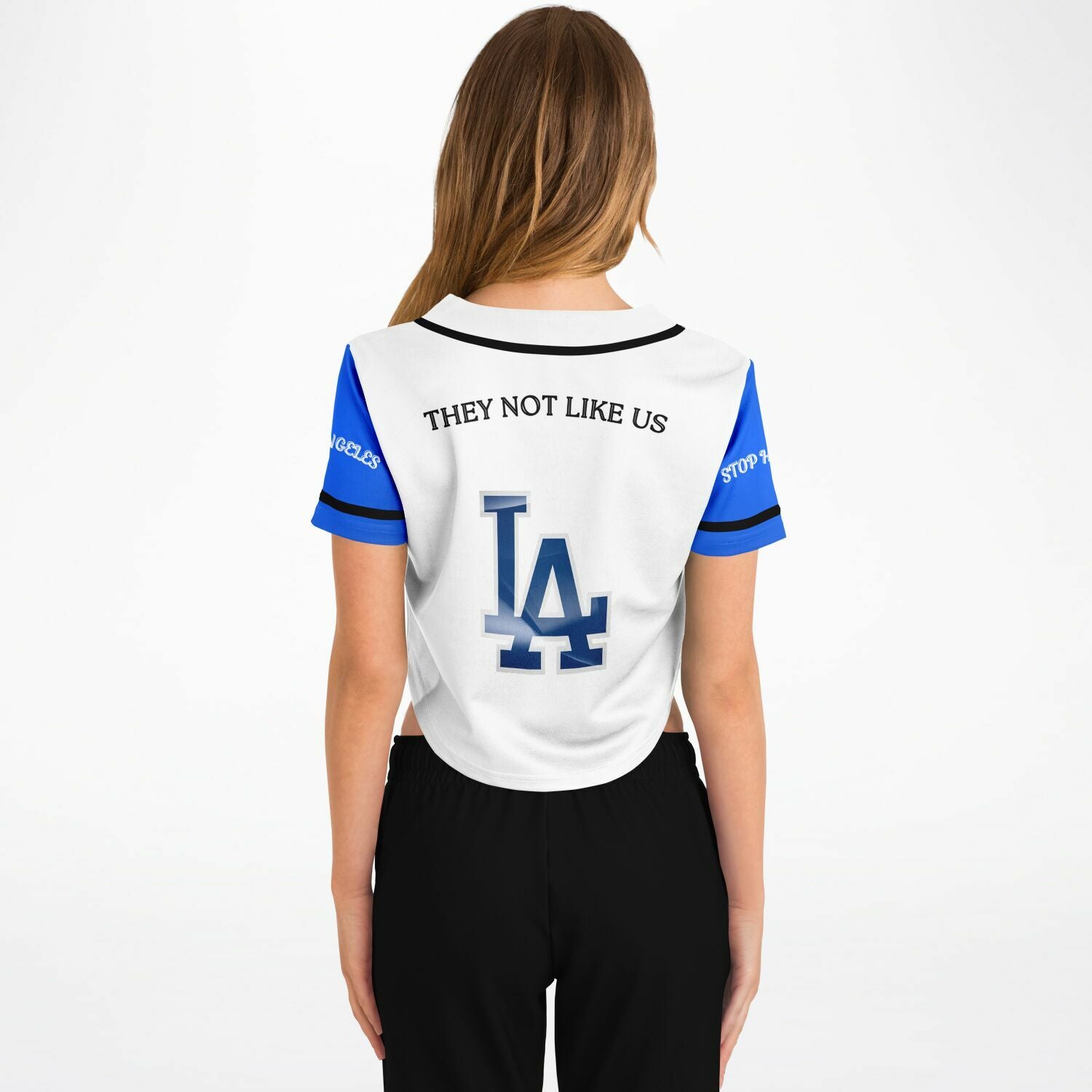 L.A White and Blue Female Baseball Jersey