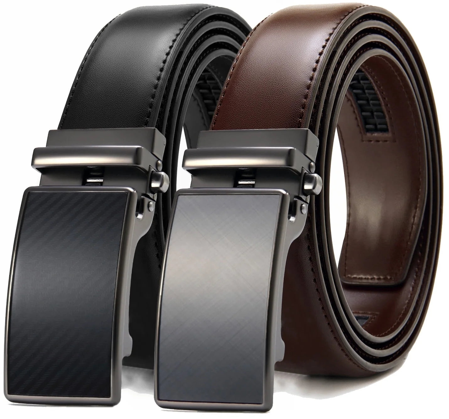 Mens Belts 2 Pack, Ratchet Belts for Men - Adjustable Fit, Effortless Style 1 3/8"(35Mm)