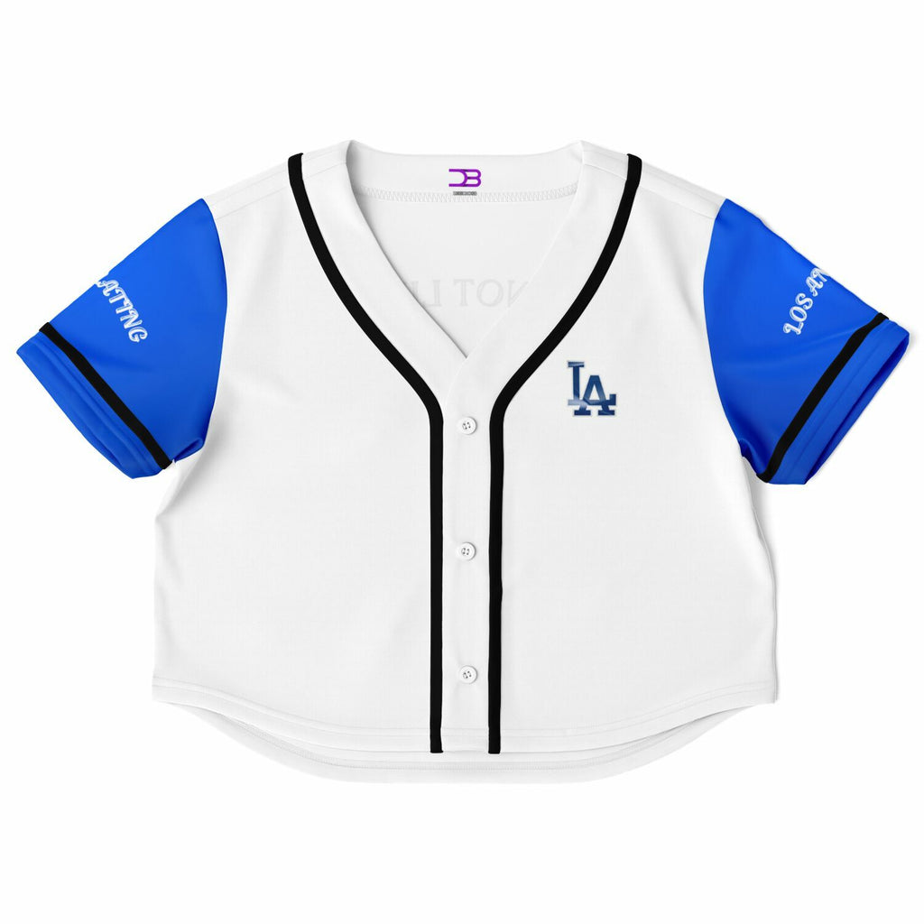 L.A White and Blue Female Baseball Jersey
