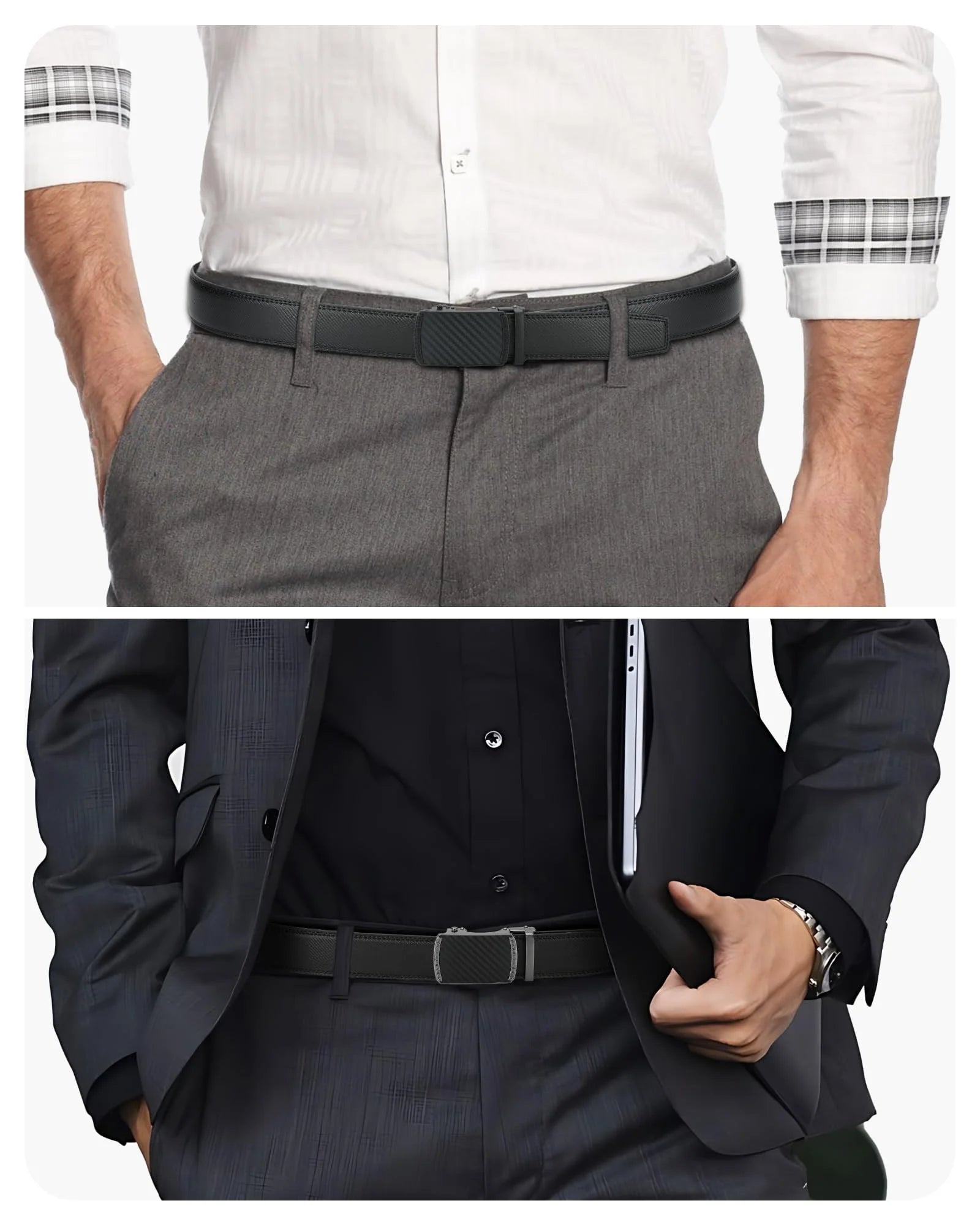 Mens Belts 2 Pack, Ratchet Belts for Men - Adjustable Fit, Effortless Style 1 3/8"(35Mm)